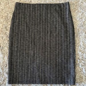 Loft black and cream stripe pencil skirt